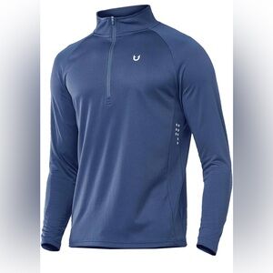 Northyard Mens Navy 1/4 Zip Sweatshirt Pullover lightweight Athletic Shirt Large